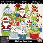 Holiday Cupcakes Clipart - CU