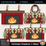 Christmas Fireplaces 2 Clipart - CU