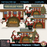 Christmas Fireplaces 1 Clipart - CU