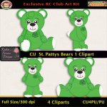 St. Patty's Bears 1 Clipart - CU