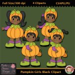 Pumpkin Girls Black Clipart - CU