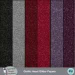 Gothic Heart Glitter Papers