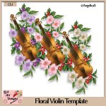 Floral Violin - Layered Template - CU