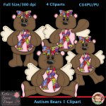 Autism Bears 1 Clipart - CU