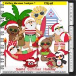 Santa Summer Holiday Clipart - CU
