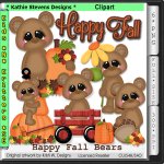 Happy Fall Bears Clipart - CU