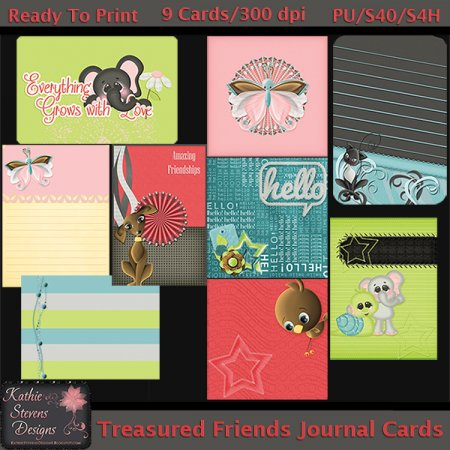 Treasured Friends Journal Cards - Print Ready