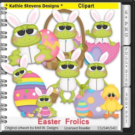 Easter Frolics Frogs Clipart - CU