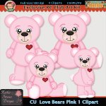 Love Bears Pink 1 Clipart - CU