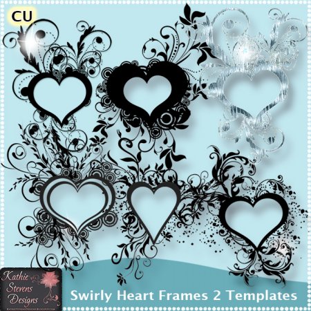 Swirly Heart Frames 2 Templates FS - CU