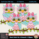 Hoot Owls On A Branch 2 Clipart - CU