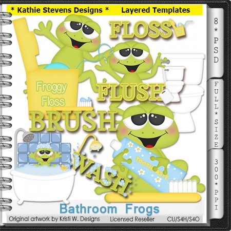 Bathroom Frogs Layered Templates - CU