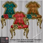 Vintage Chair And Rose Layered Template CU