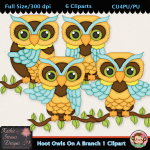 Hoot Owls On A Branch 1 Clipart - CU
