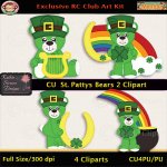 St. Patty's Bears 2 Clipart - CU