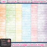 Pastels Grunge Cardstock Stripes Paper Pack - CU4CU