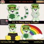 St. Patty's Bears 3 Clipart - CU