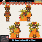 Bear Indians Girls Clipart - CU