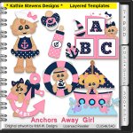 Anchors Away Girl Layered Templates - CU
