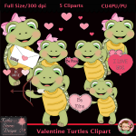 Valentine Turtles Clipart - CU