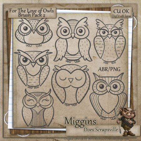 CU Hand Drawn For the love of Owls Digistamps and Abr 2