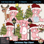 Christmas Pigs Clipart - CU