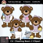 Cleaning Bears 2 Clipart - CU