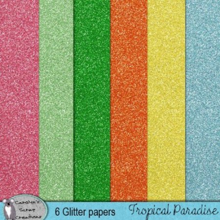 Tropical Paradise Glitter Papers