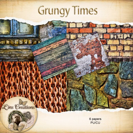 Grungy Time papers (CU) by Lins Creations - Click Image to Close