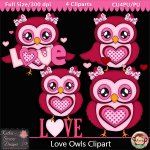 Love Owls Clipart - CU
