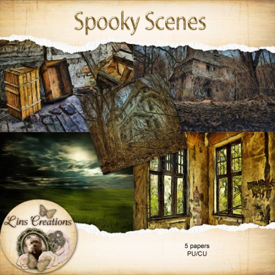 Spooky Scenes papers (CU) by Lins Creations - Click Image to Close