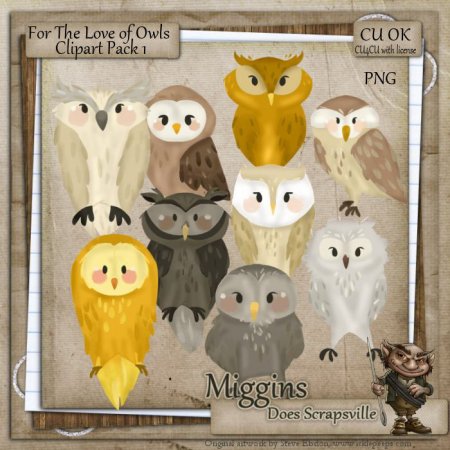 CU Hand Drawn For the love of Owls Clipart