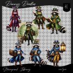 AI CU steampunk Raccoons in the Library