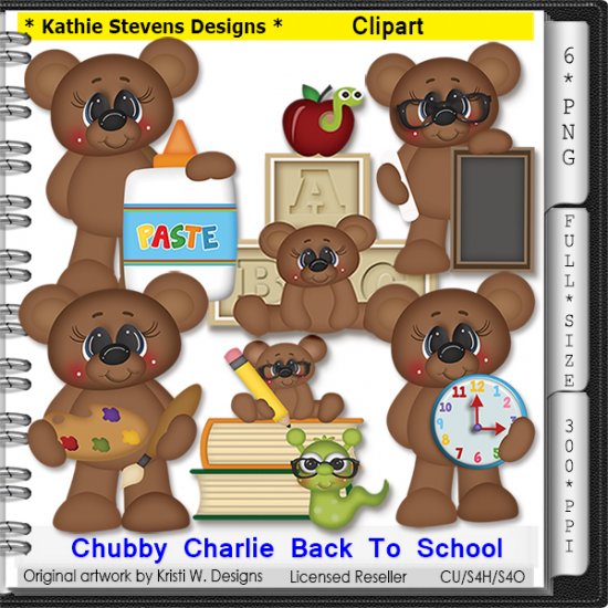 Chubby Charlie Back To School Clipart - CU - Click Image to Close