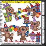 Little Monkey Birthday Layered Templates - CU