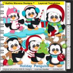 Holiday Penguins Layered Templates - CU