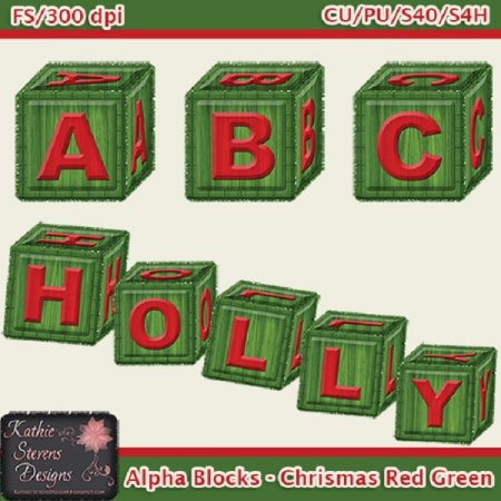 Alpha Blocks - Chrismas Red Green - CU