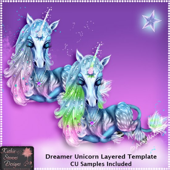 Dreamer Unicorn - Layered Template CU - Click Image to Close