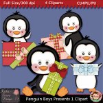 Penguin Boys Presents 1 Clipart - CU