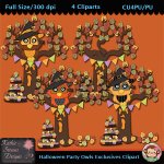 Halloween Party Owl Exclusives Clipart - CU