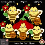 Honey Bee Fun 1 Clipart - CU