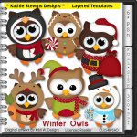 Winter Owls Layered Templates - CU