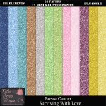 Breast Cancer Surviving With Love Glitter Paper Pack - FS