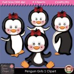 Penguin Girls 1 Clipart - CU