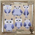 CU Hand Drawn For the love of Owls Clipart Stickers 2