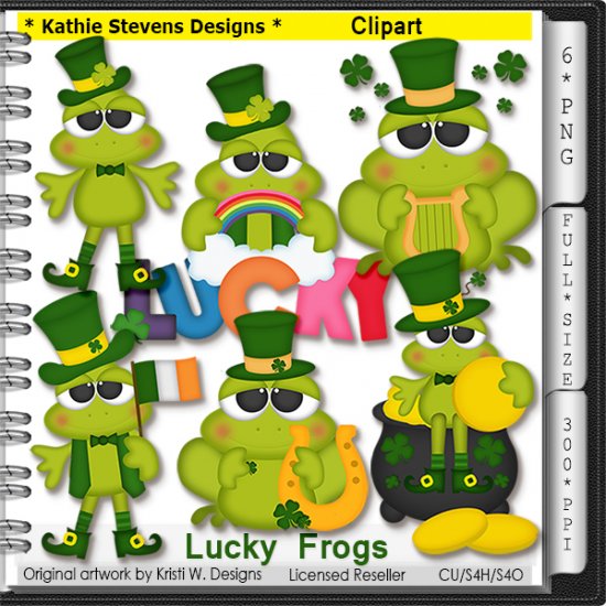 Lucky Frogs Clipart - CU - Click Image to Close