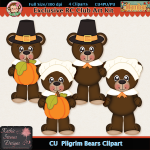 Pilgrim Bears Clipart - CU