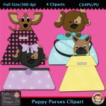 Puppy Purses Clipart - CU
