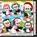 Holiday Penguins Clipart - CU