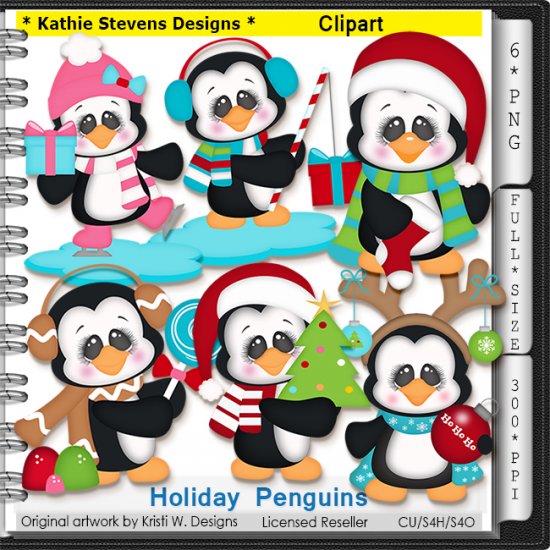 Holiday Penguins Clipart - CU - Click Image to Close